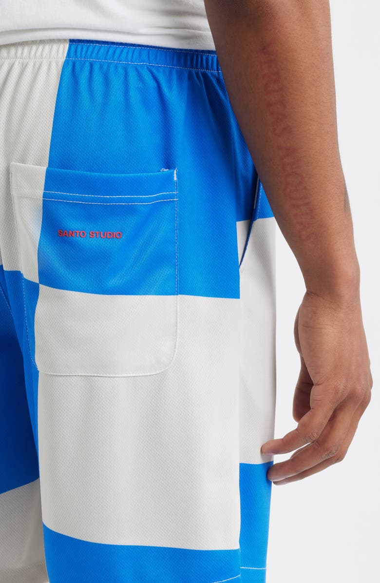SANTO STUDIO Newport Beach Club Checkerboard Mesh Soccer Shorts, Alternate, color, Blue