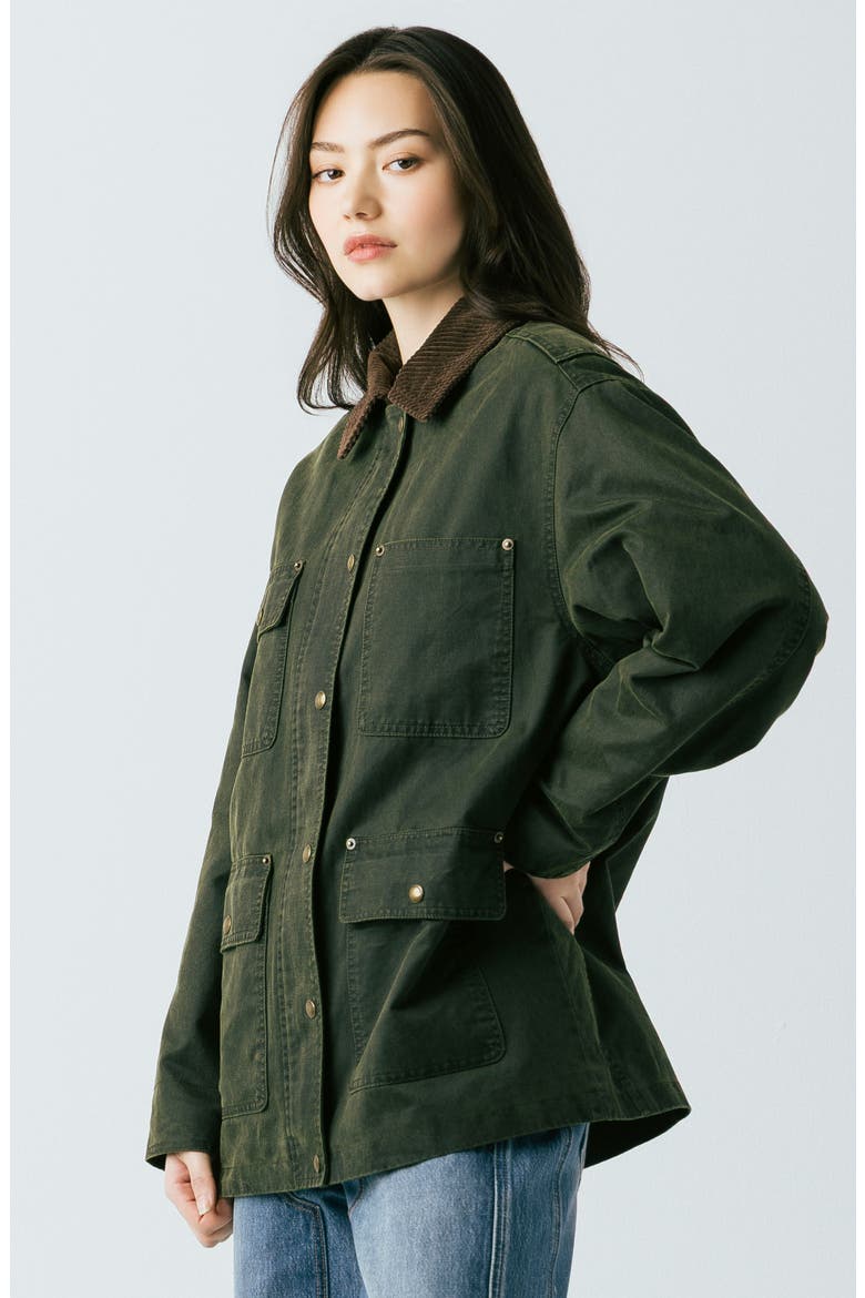 Waxed Cotton Blend Barn Jacket, Alternate, color, CATCHING A BREAK