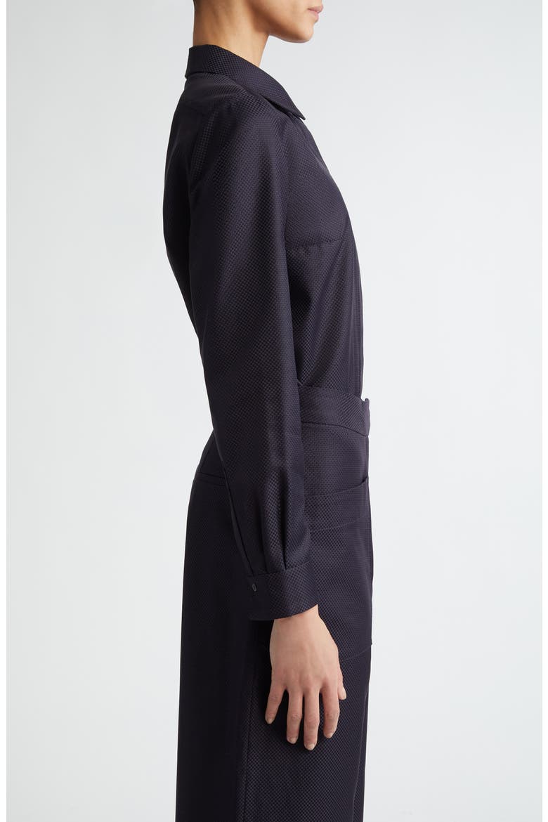 Lara Cotton Jacquard Crop Button-Up Shirt, Alternate, color, BLACK
