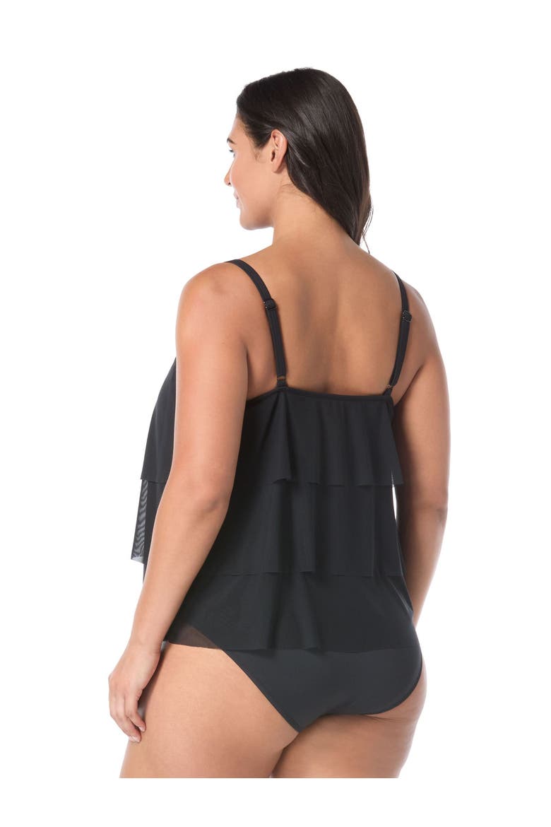 Lotus Ruffle Tankini Swim Top - D-Cup, Alternate, color, Cast-Black