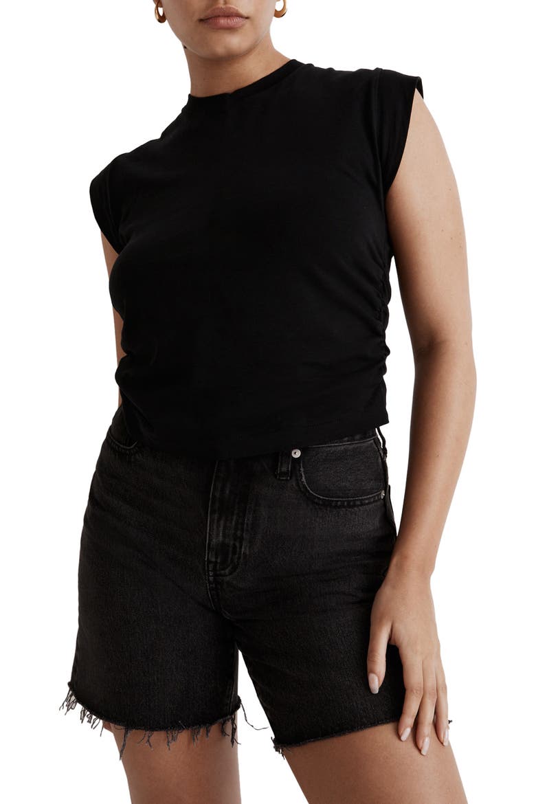 Side Cinch Muscle Tee, Main, color, TRUE BLACK