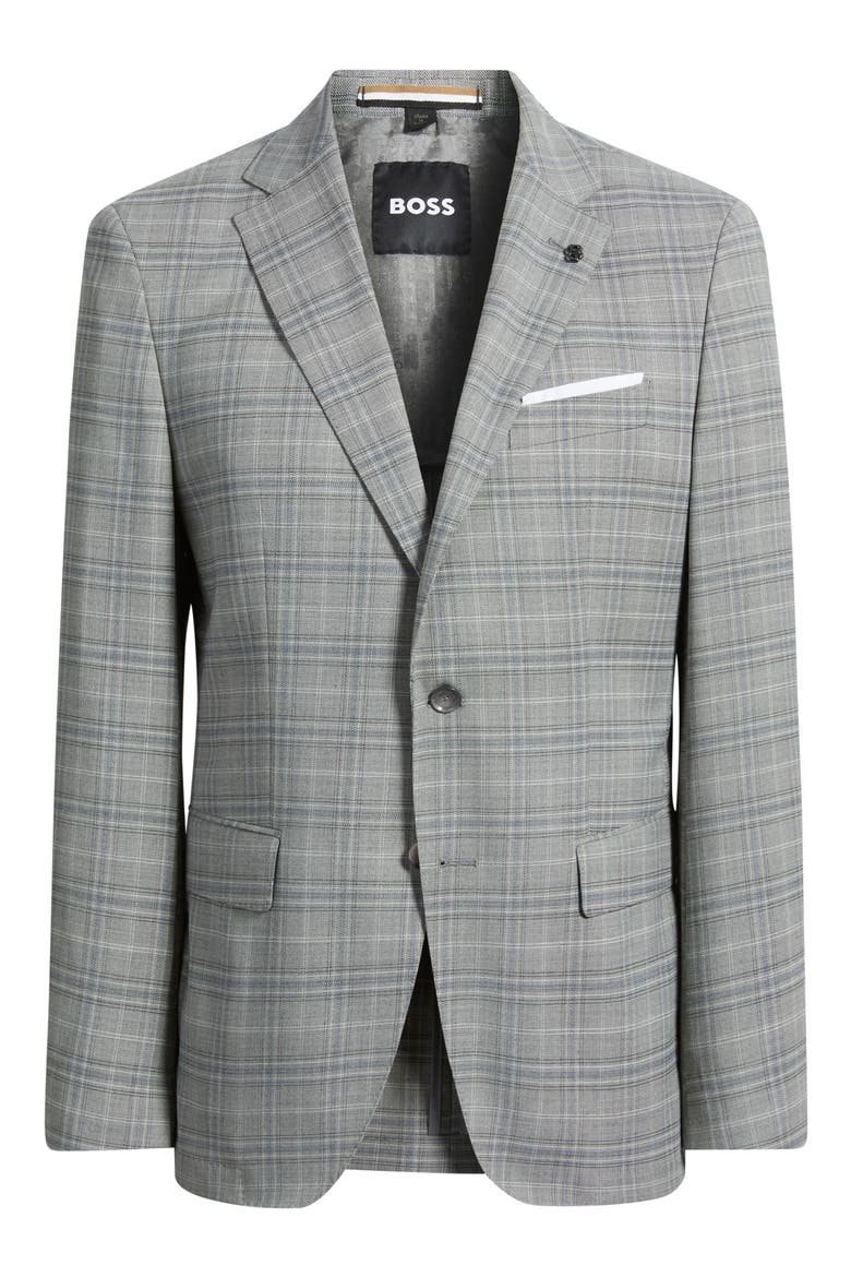 Hutson Slim Fit Plaid Stretch Sport Coat, Alternate, color, SILVERY GREY
