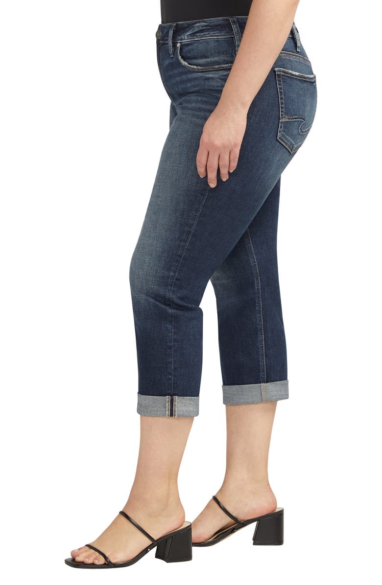 Silver Jeans Co. Suki Luxe Stretch Roll Cuff Capri Jeans, Alternate, color, 