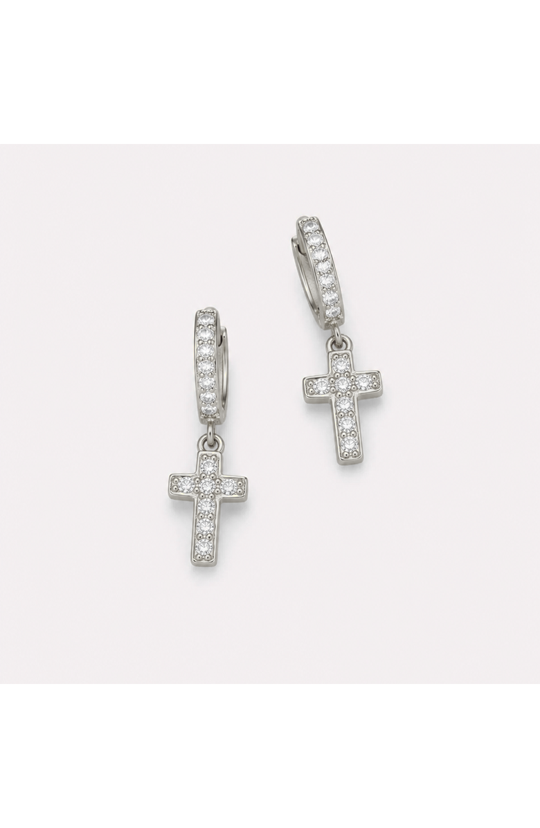 Donatello Gian Crystal Cross Earrings, Alternate, color, Silver