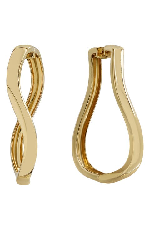 14K Gold Twist Hoop Earrings