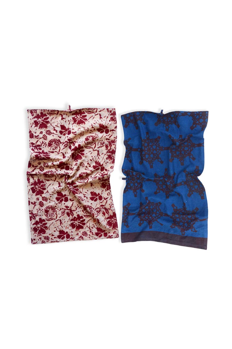 Block Print Tea Towels - Bloom & Chakra Set, Main, color, Bloom & Chakra