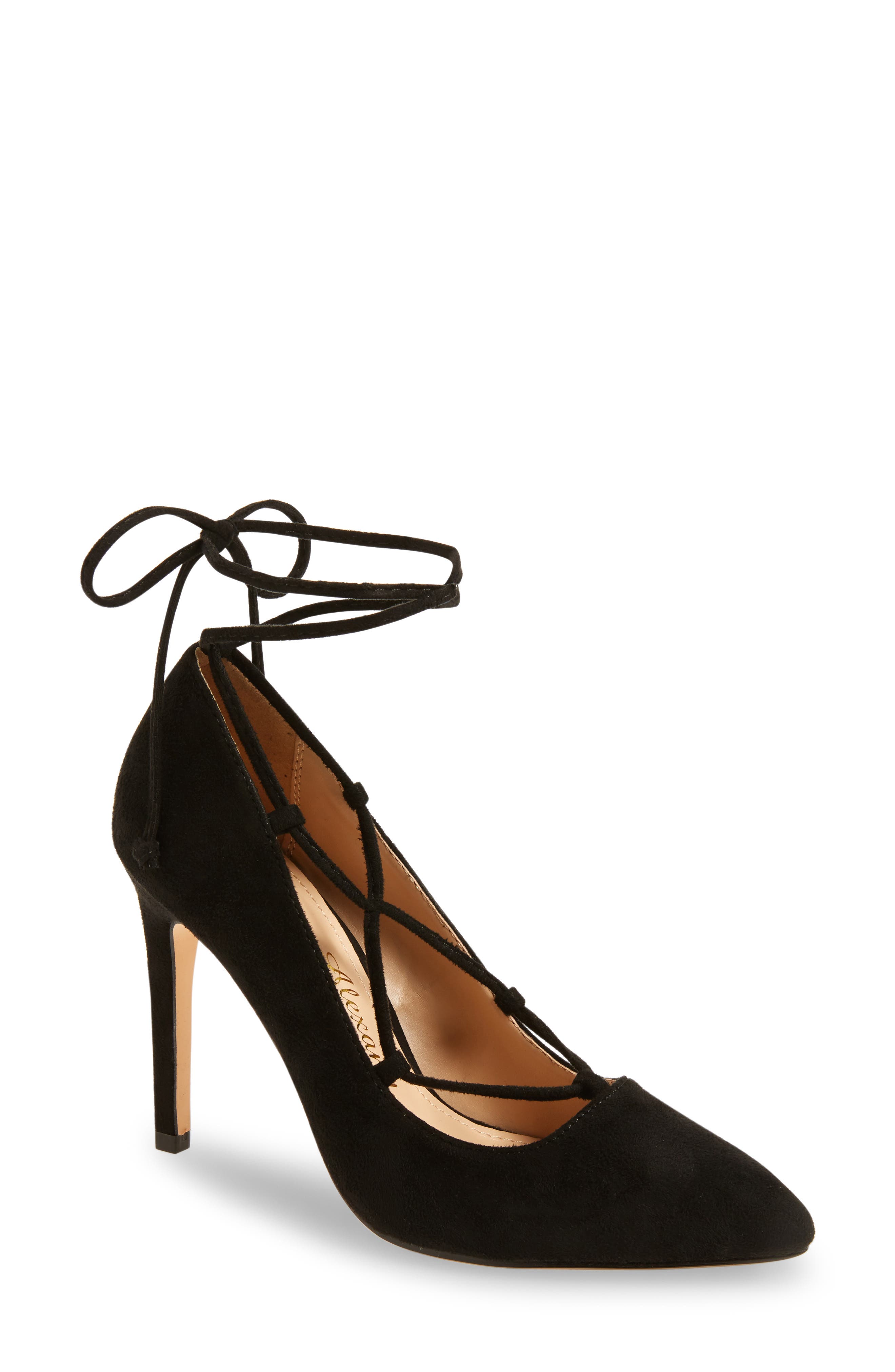 Raja Lace-Up Pump, Main, color, BLACK FAUX SUEDE