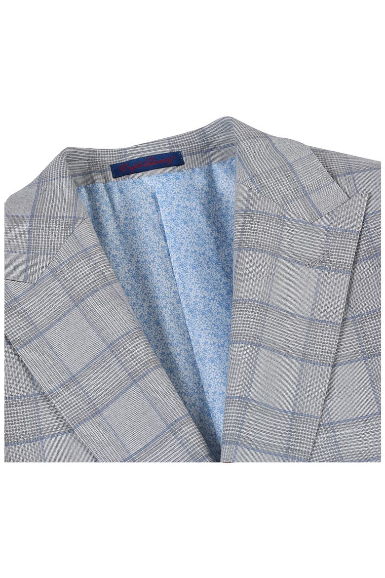 Plaid Trim Fit Peak Lapel Two-Piece Suit, Alternate, color, GRAY