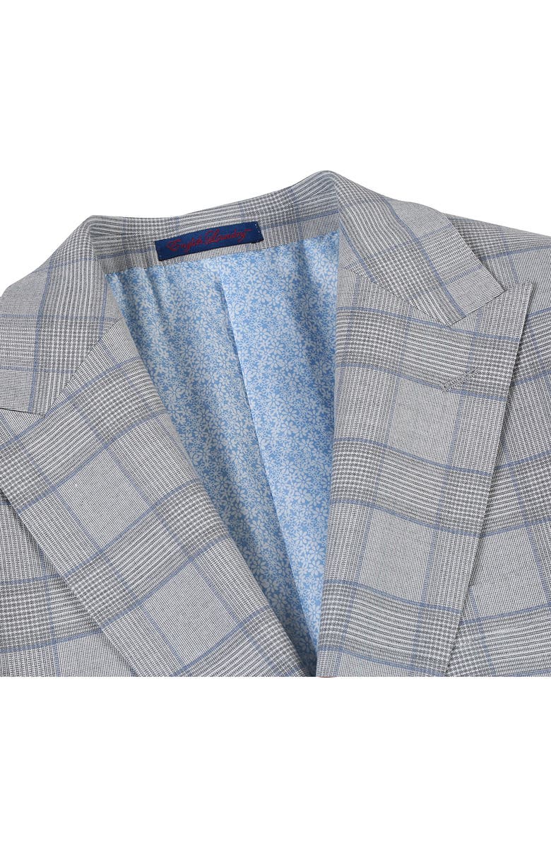 English Laundry Plaid Trim Fit Peak Lapel Two-Piece Suit, Alternate, color, Gray