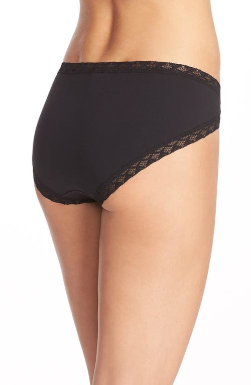 Natori Bliss French Cut Brief Panty Underwear With Lace Trim In Black