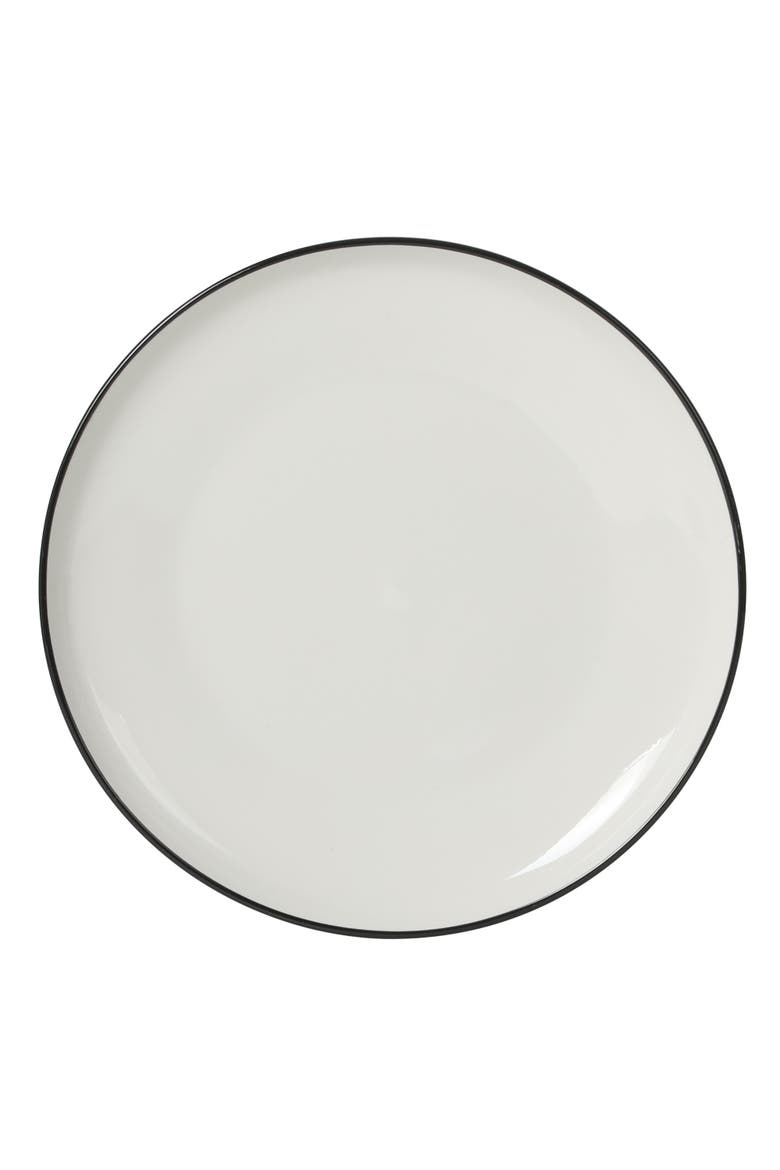 Havenstone Classic 12-Piece Porcelain Dinnerware Set, Alternate, color, White with Black Rim
