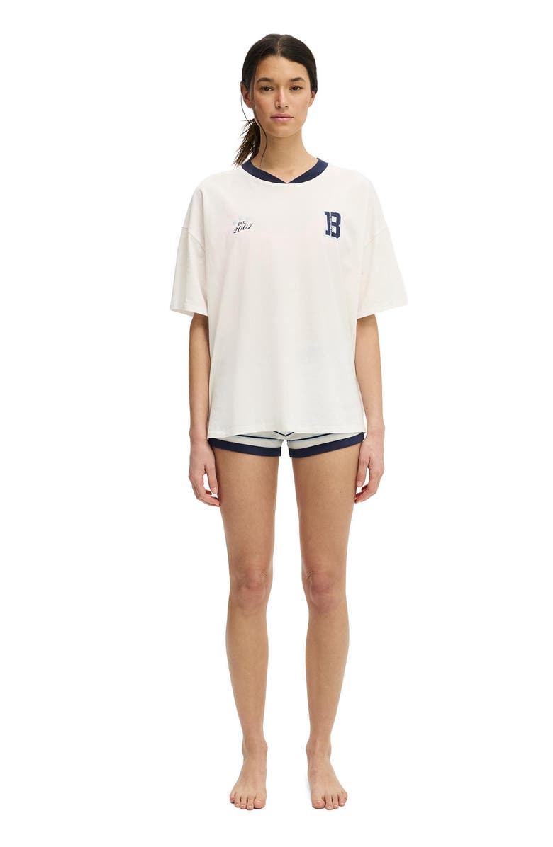 COTTON ON BODY Women's 90's Oversized Sporty V-Neck Tee, Alternate, color, Coconut Milk Body Wellness