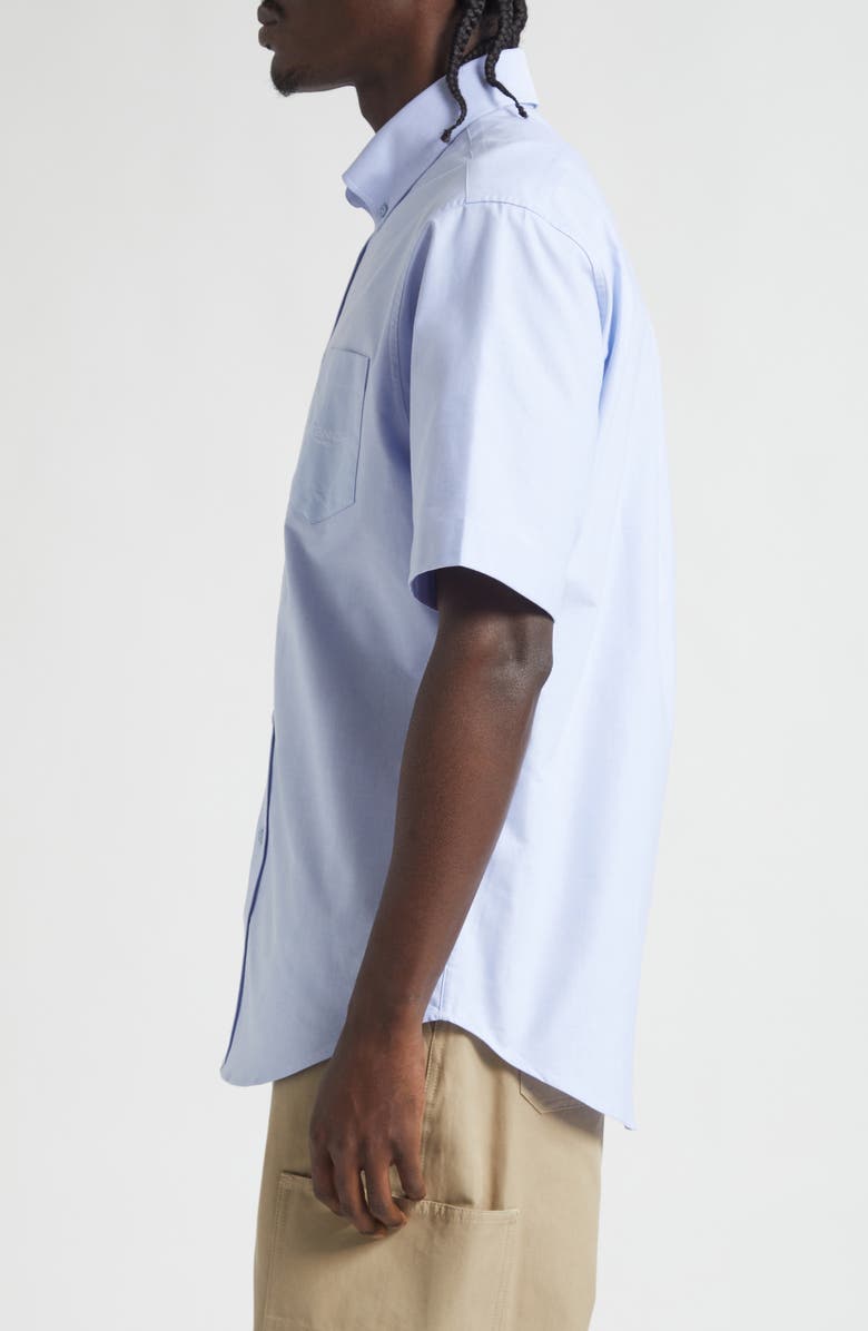 Givenchy Short Sleeve Cotton Oxford Button-Down Shirt, Alternate, color, Baby Blue