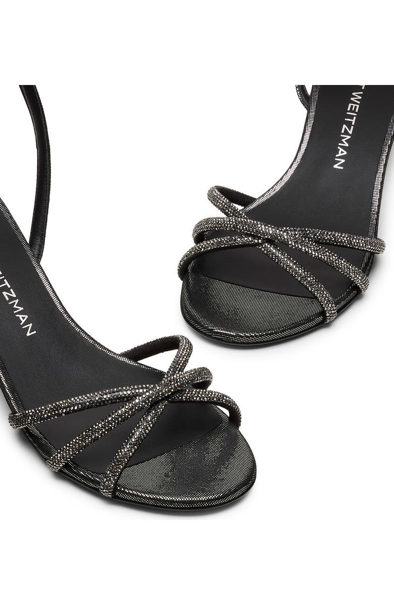 Stuart Weitzman Nudistini Shine Sandal, Alternate, color, Graphite/ Gunmetal