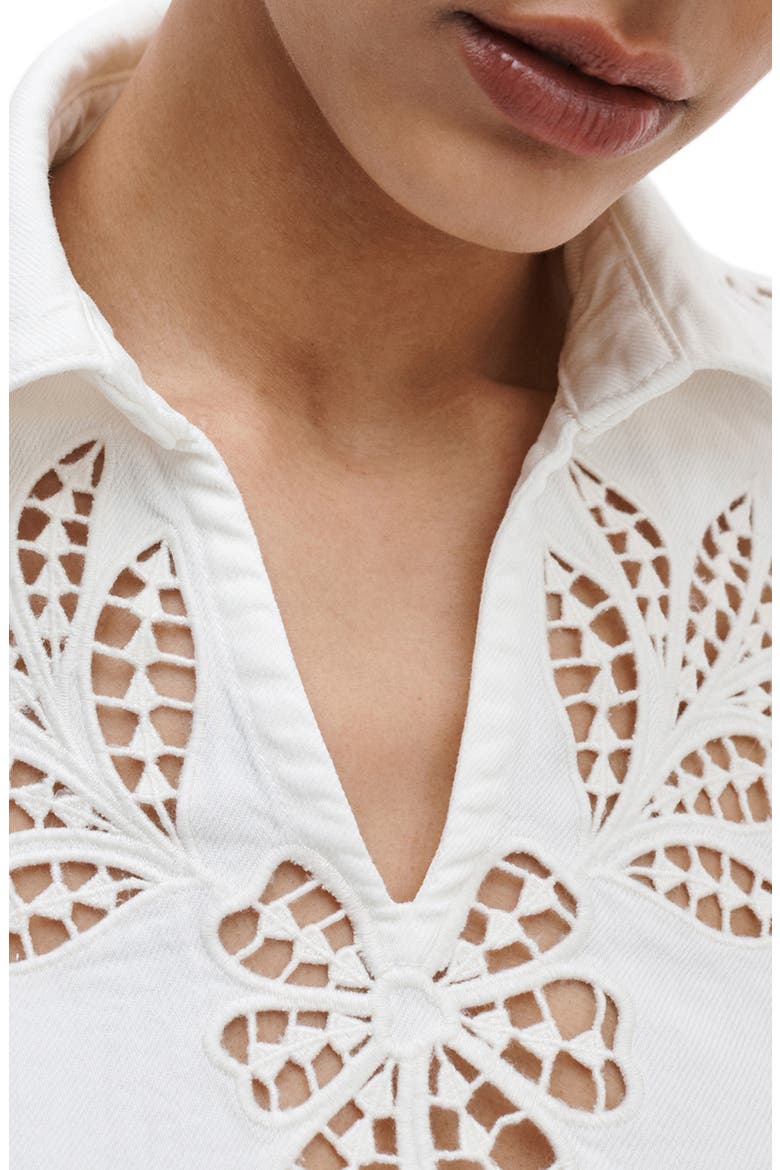 Lucy Eyelet Cotton Blend Popover Top, Alternate, color, WHITE FLORAL