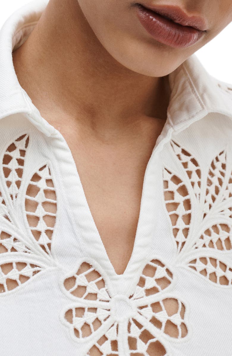 rag & bone Lucy Eyelet Cotton Blend Popover Top, Alternate, color, White Floral