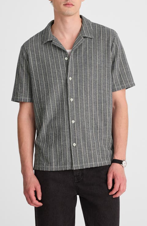 Texture Stripe Camp Shirt