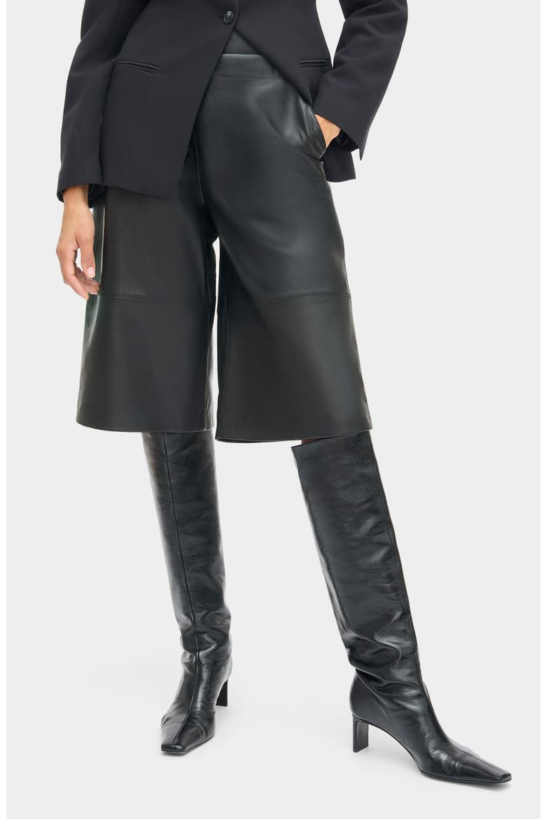 Kayleigh Leather Culottes, Main, color, BLACK