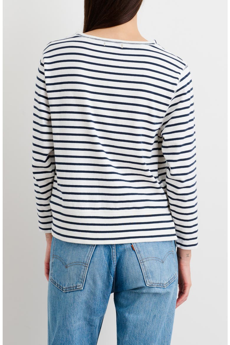 Lakeside Stripe Crewneck Top, Alternate, color, OFF WHITE/ NAVY