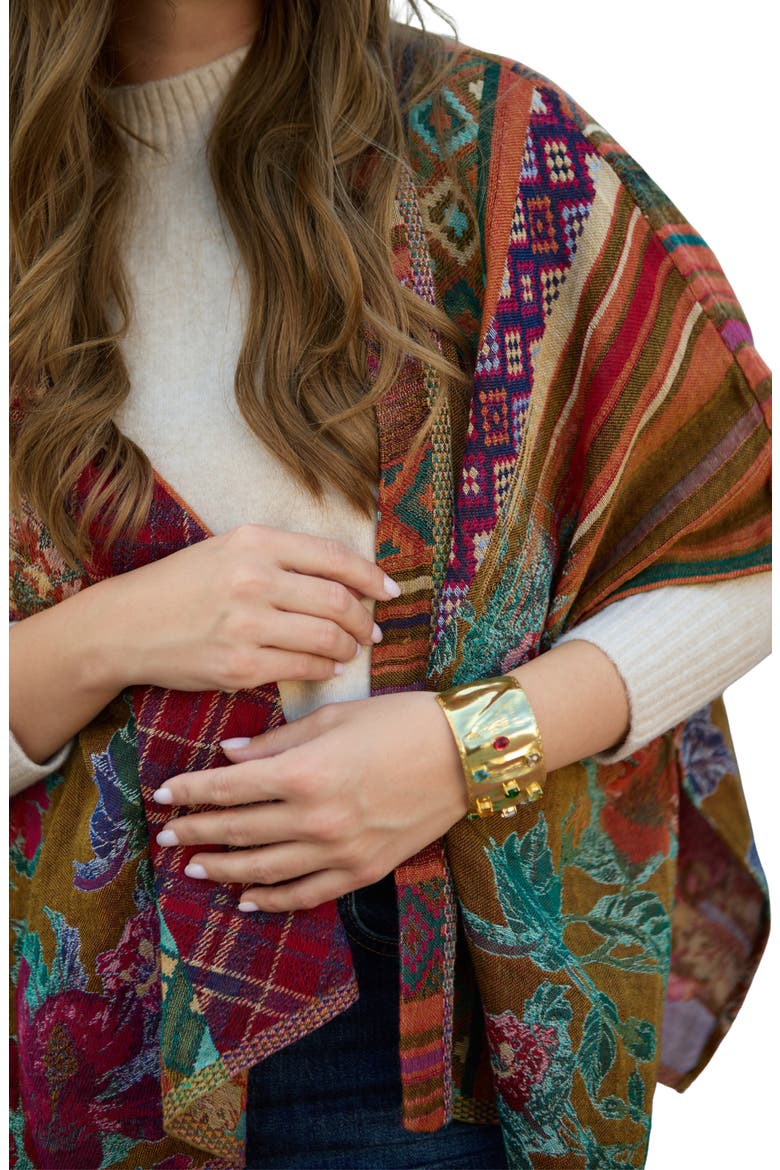 Floral Geometric Ruana, Alternate, color, YELLOW