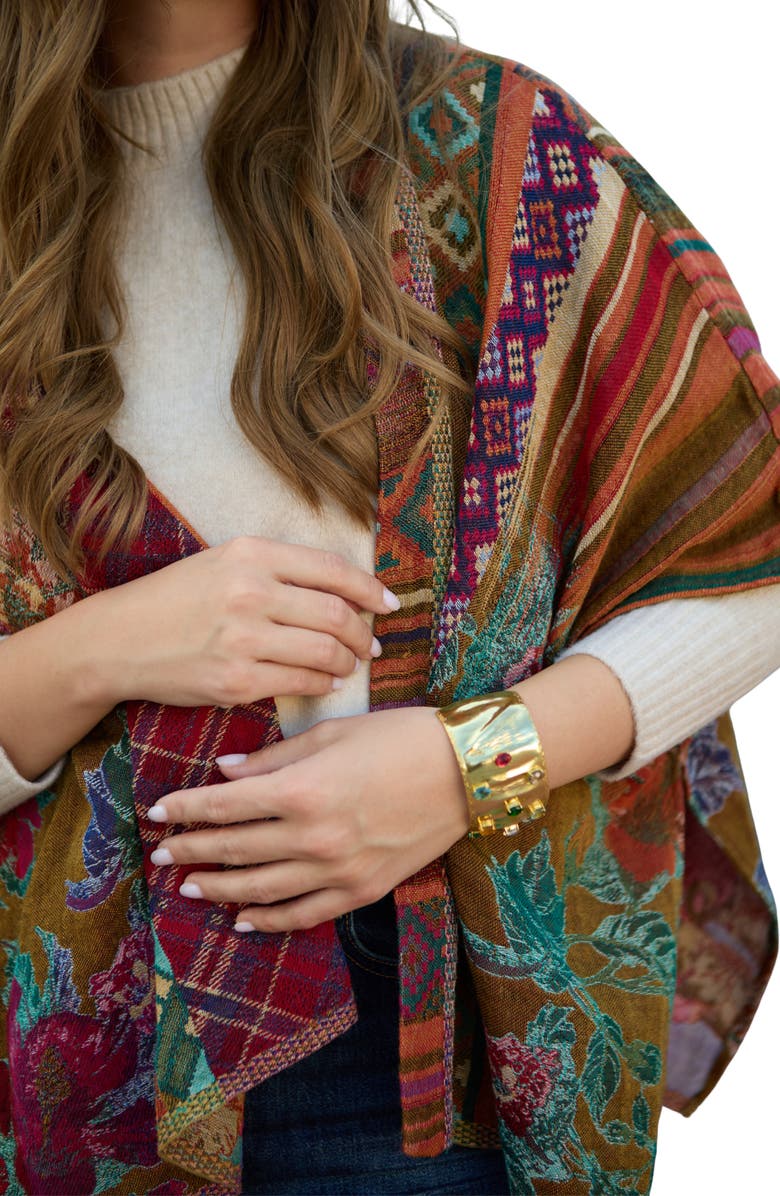 SAACHI Floral Geometric Ruana, Alternate, color, Yellow