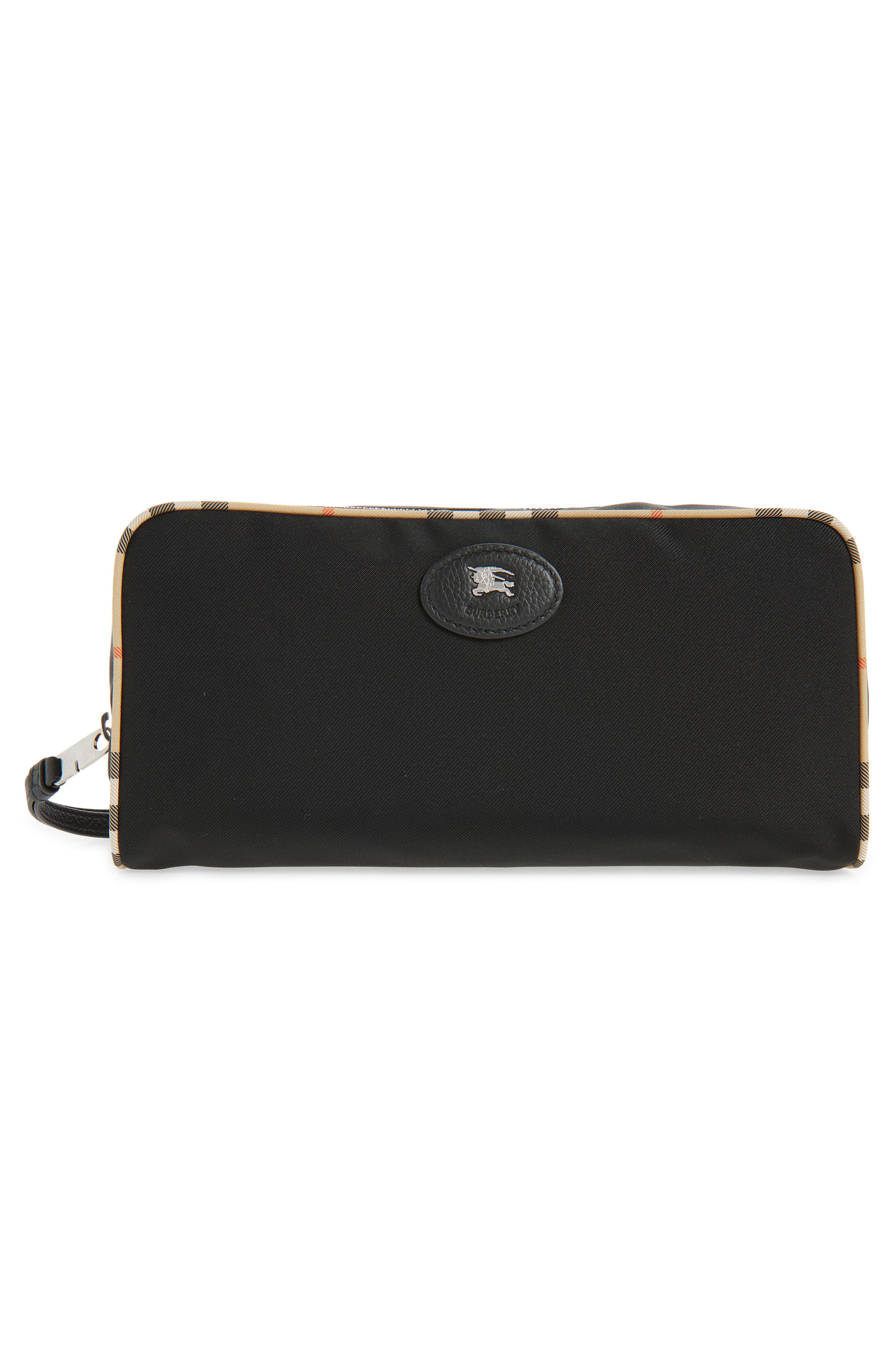 Piped Twill Travel Pouch, Main, color, BLACK