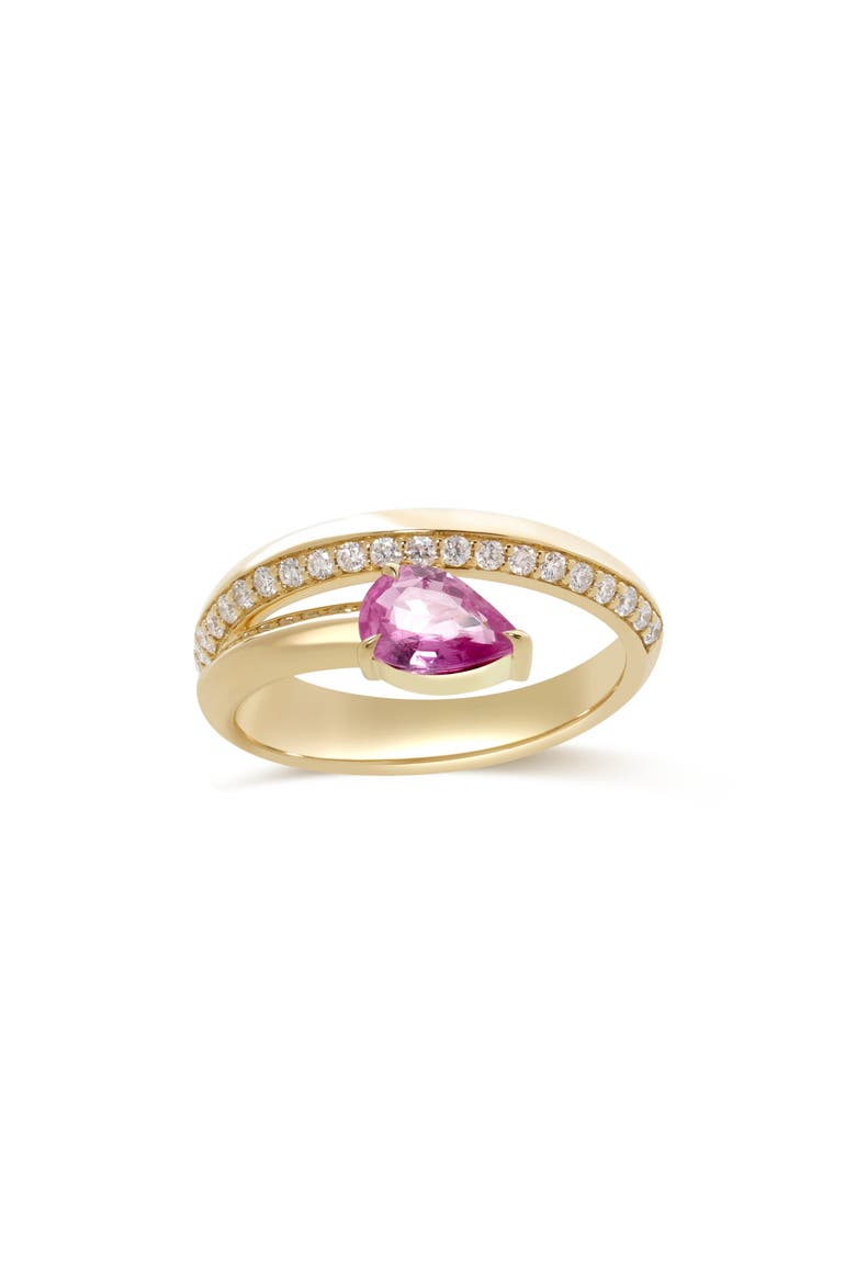 Elegance Diamond Pavé & Pink Sapphire Coil Ring, Alternate, color, 14K YELLOW GOLD