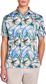 CONSTRUCT Regular Fit Tropical Chambray Recycled Performance Golf Button-Down Shirt