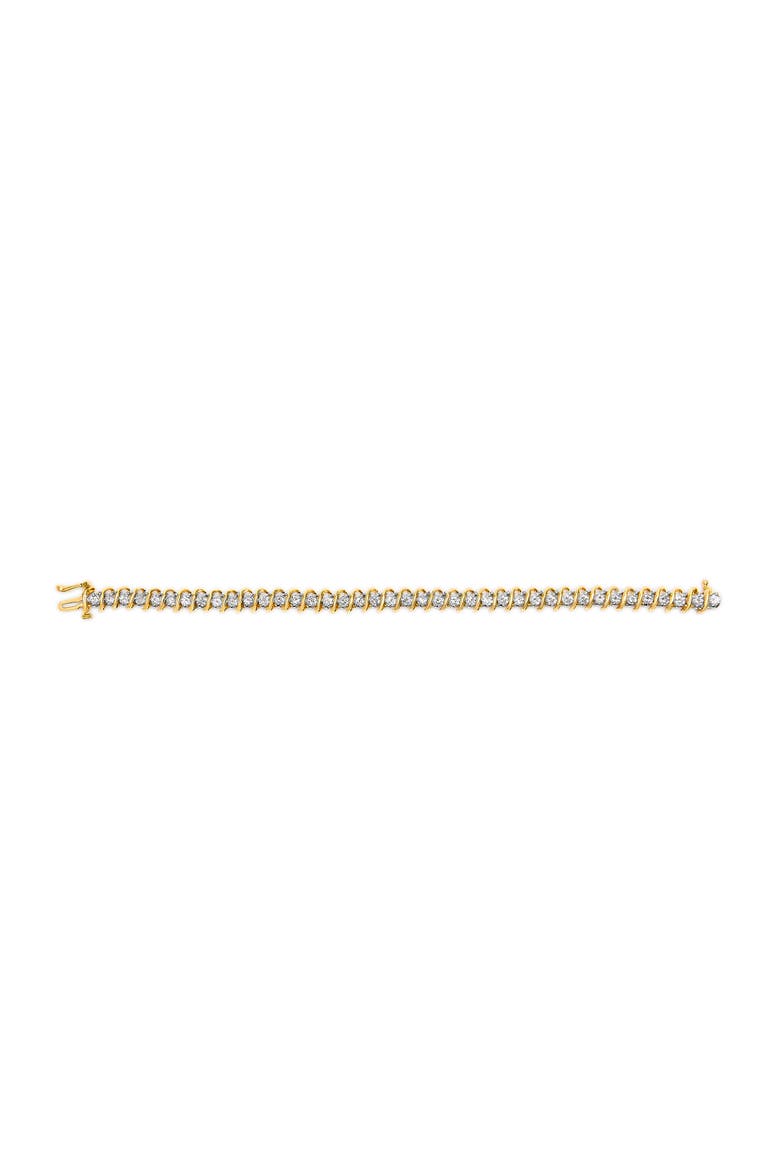 18K Yellow Gold 4.0 Cttw Diamond S-Link  Inch Tennis Bracelet, Alternate, color, Yellow