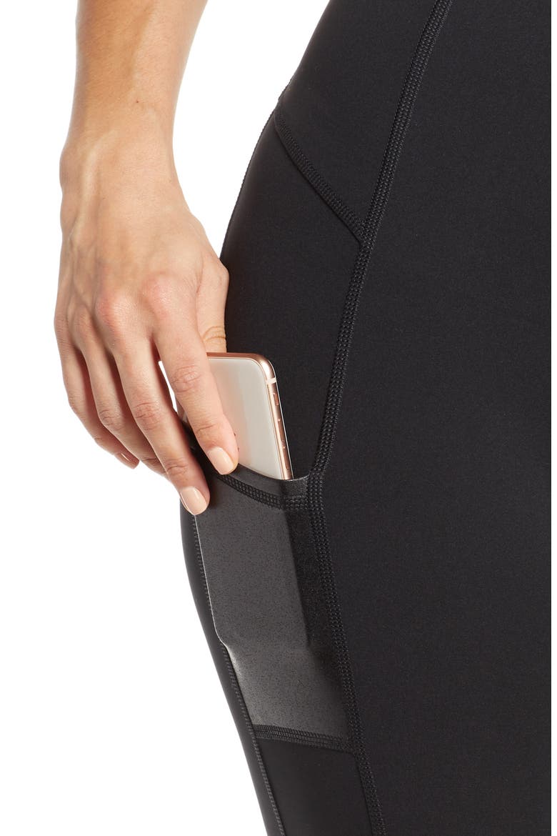 Every.Wear Gloss Panel Pocket Active Leggings, Alternate, color, VERY BLACK