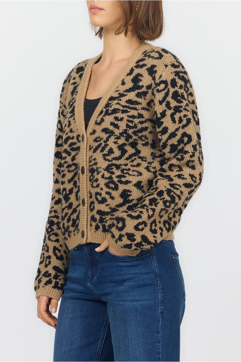 Naylani V-Neck Leopard Print Cardigan, Alternate, color, Brown Leopard