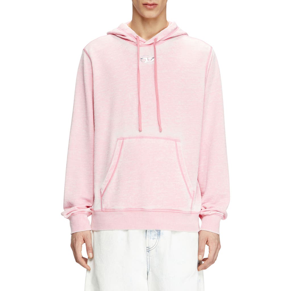 Diesel Burnout Hoodie With Metal-look Logo In Pink