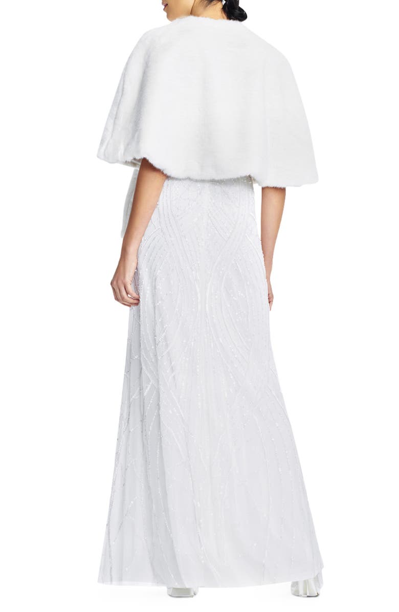 Adrianna Papell Faux Fur Jacket, Alternate, color, Ivory