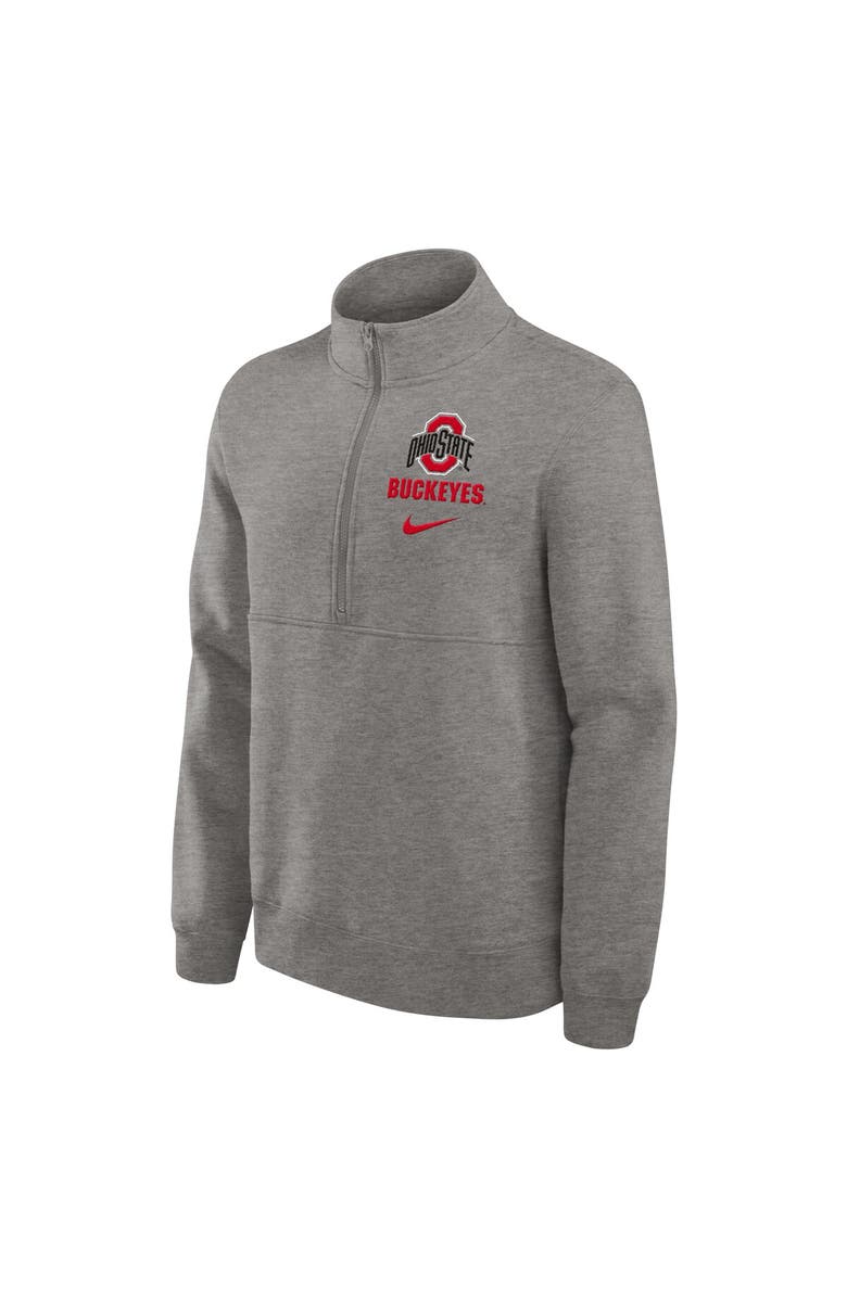 Nike Men's Nike Heather Gray Ohio State Buckeyes Primetime Club Half-Zip Sweatshirt, Alternate, color,