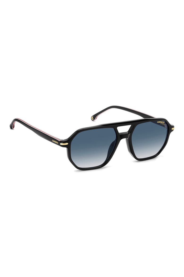 Carrera 54mm Rectangular Sunglasses, Alternate, color, BLACK GOLD/ DARK BLUE SF
