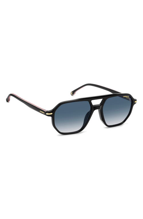 Carrera Eyewear Carrera 54mm Rectangular Sunglasses In Black Gold/dark Blue Sf