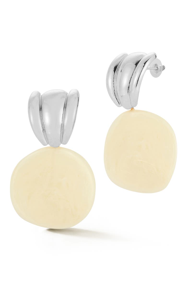 Resin Statement Drop Earrings, Main, color, SILVER/CREAM