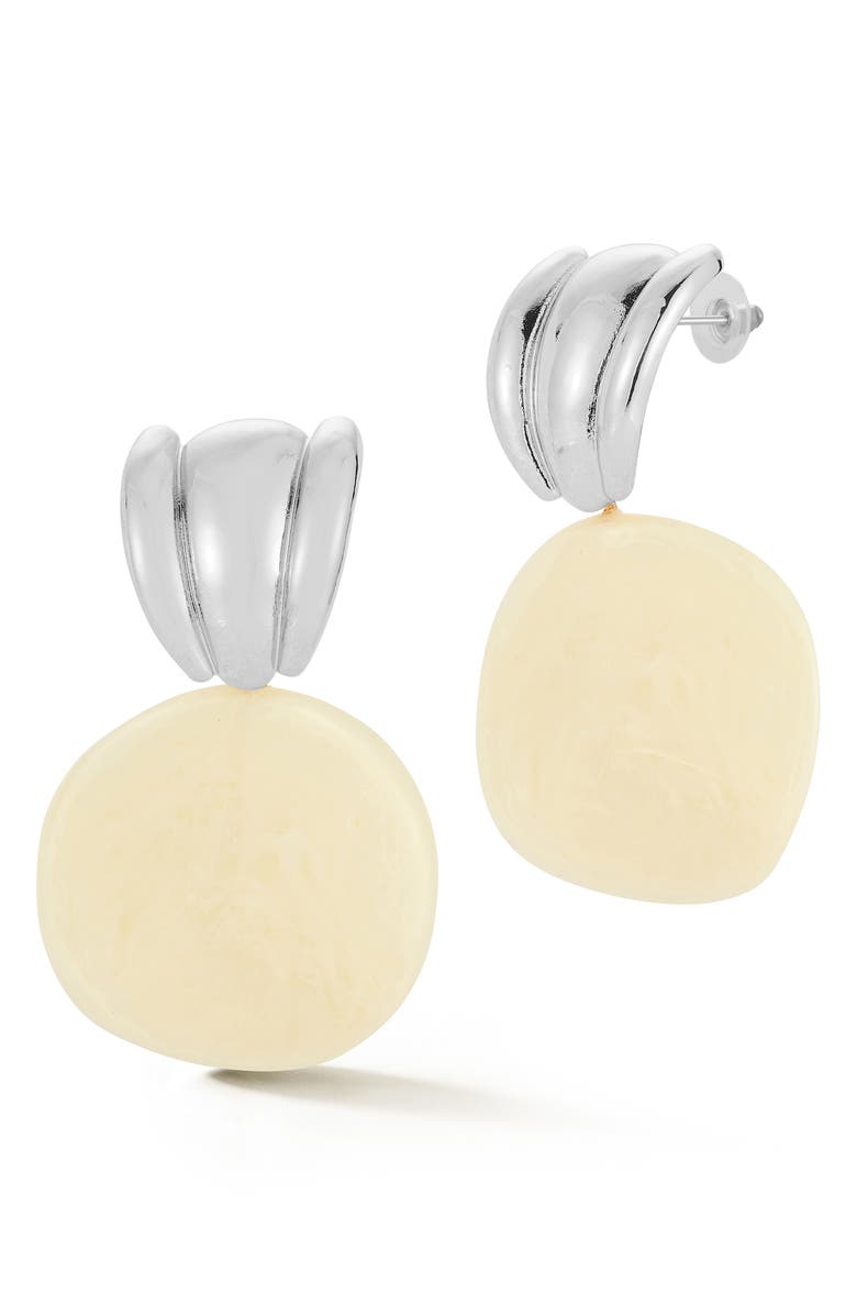 SPHERA MILANO Resin Statement Drop Earrings, Main, color, Silver/Cream