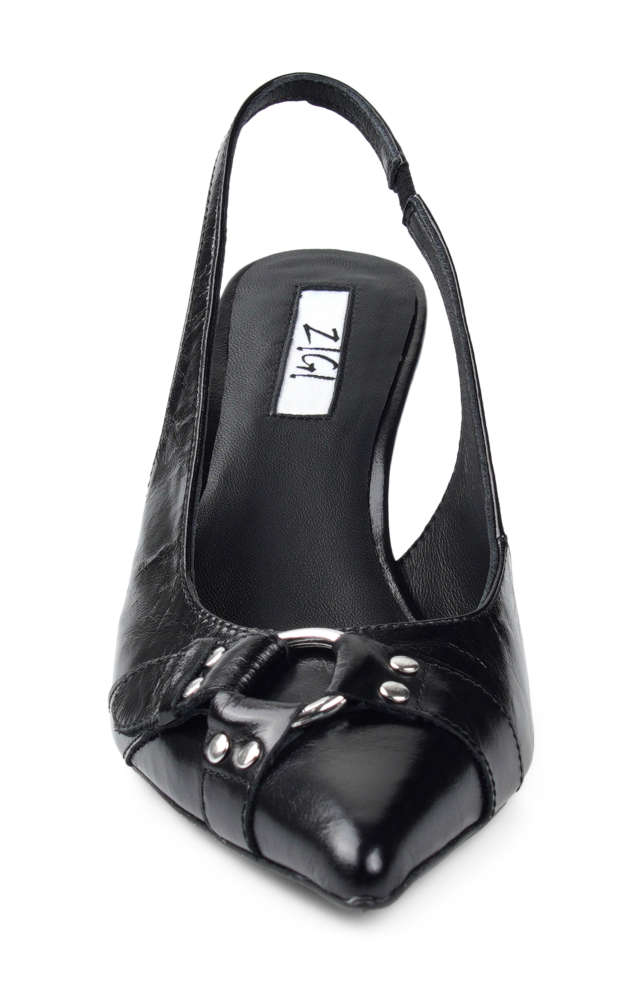 Buena Slingback Pointed Toe Pump, Alternate, color, BLACK LEATHER