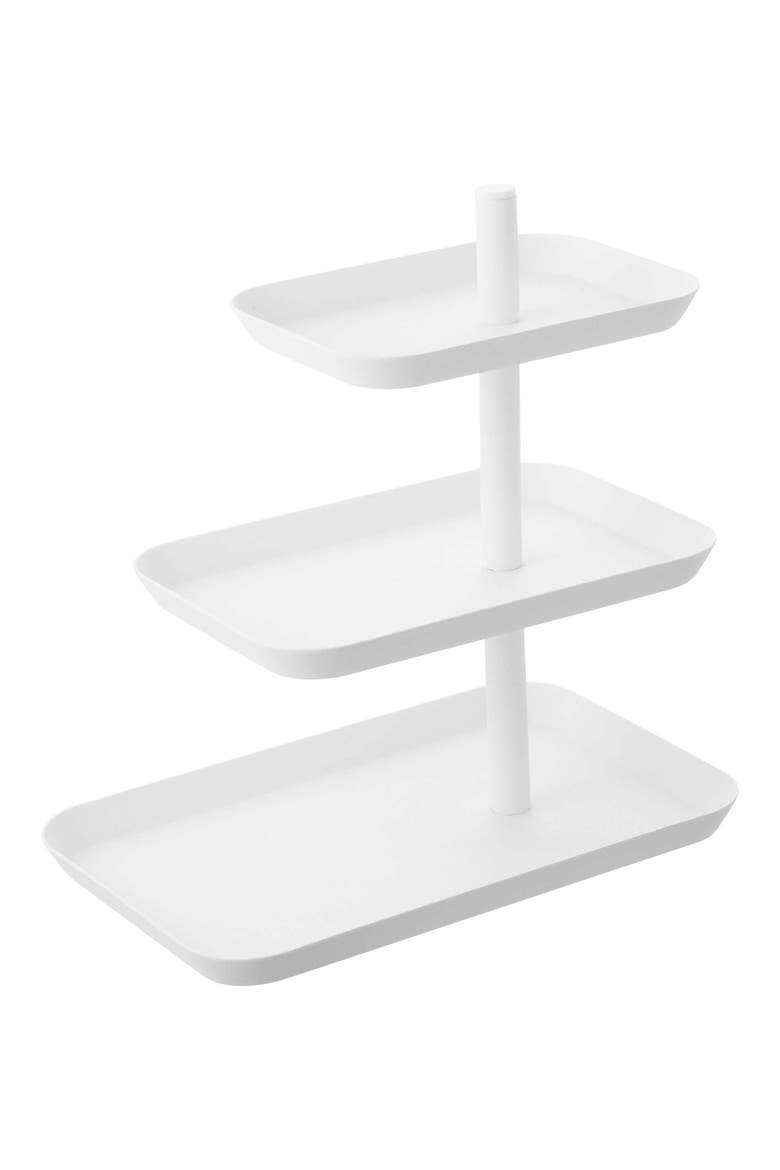 Tower Three-Tier Steel Serving Stand, Main, color, WHITE