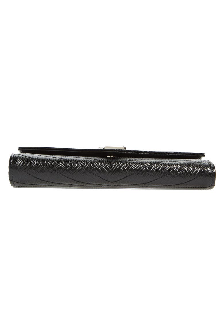 Matelassé Leather Envelope Wallet, Alternate, color, NOIR