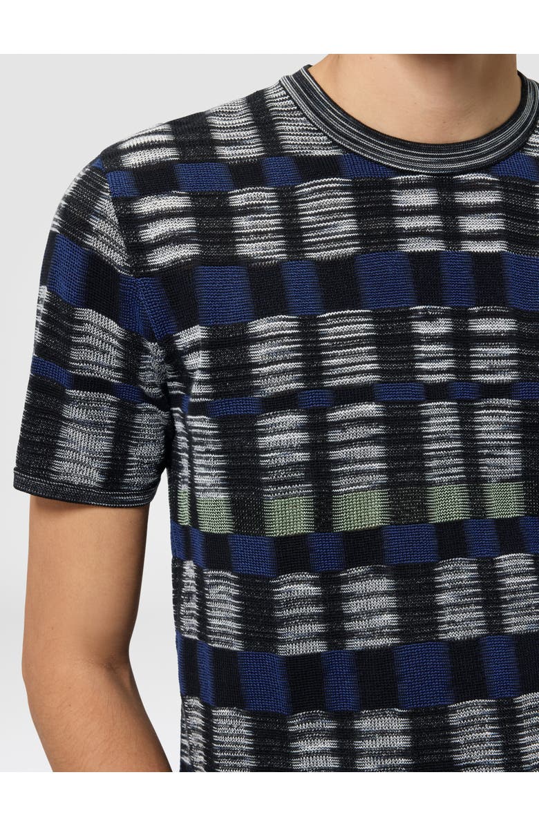 Missoni Crew-neck Cotton And Viscose T-shirt With Check Pattern, Alternate, color, Multicoloured