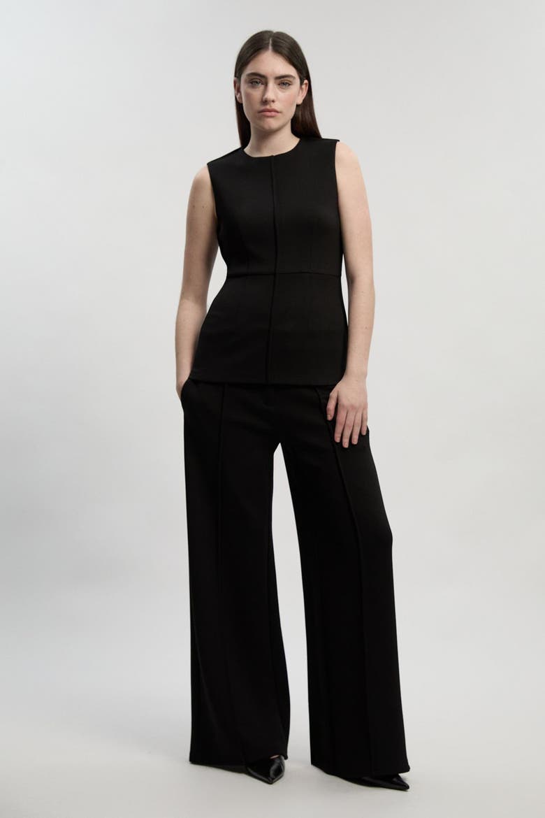 Ponte Wide Leg Trouser, Alternate, color, Black