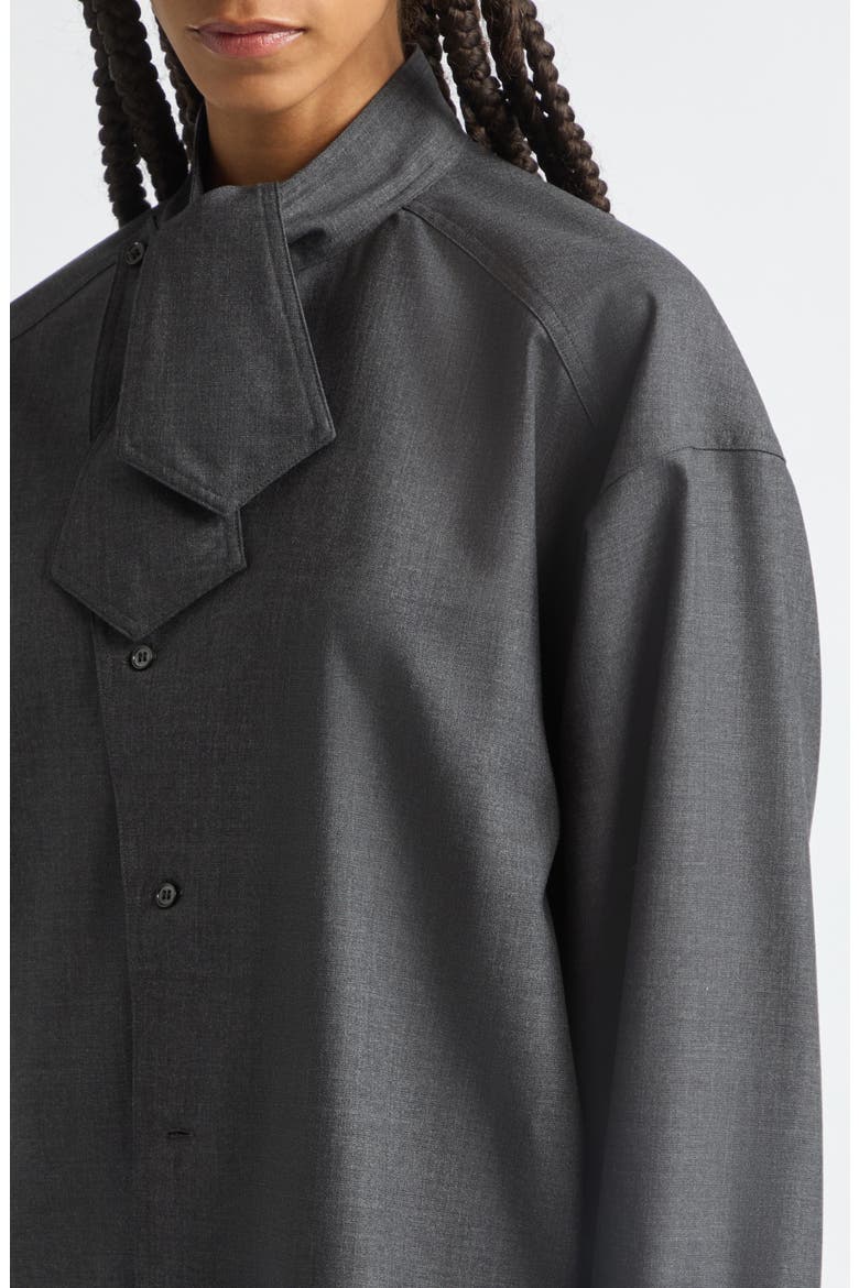 Wool Shirt with Tie, Alternate, color, MELANGE BLACK / WHITE