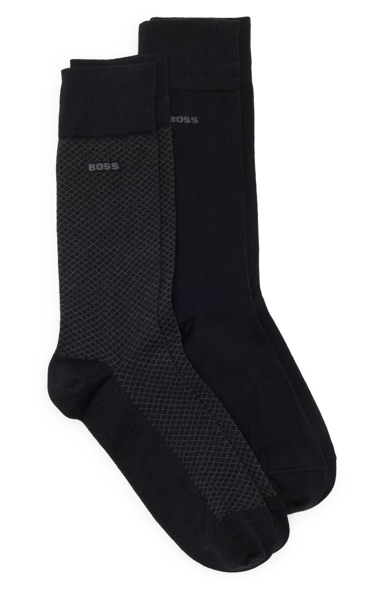 BOSS Assorted 2-Pack Dress Socks, Main, color, Black