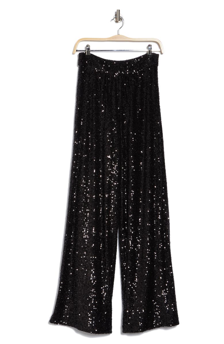 Ramy Brook Lavenia Wide Leg Sequin Pants, Alternate, color, Black Sequin