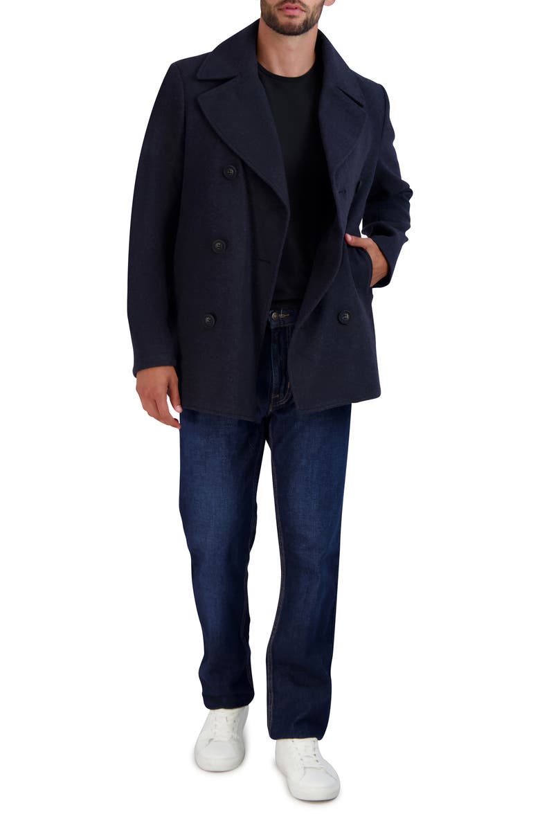 Cole Haan Double Breasted Peacoat, Alternate, color, Navy