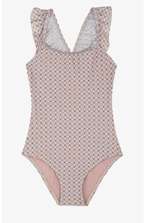 Gottex Kids Vacation Mode Square Neck Ruffle One Piece In Pink