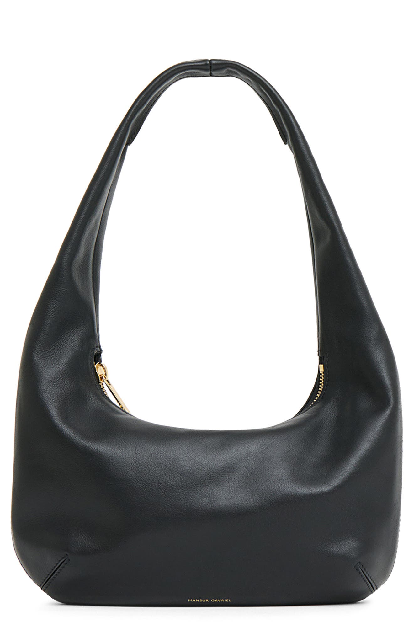 Mansur Gavriel Mini Gnocchi Leather Hobo Bag, Main, color, Black