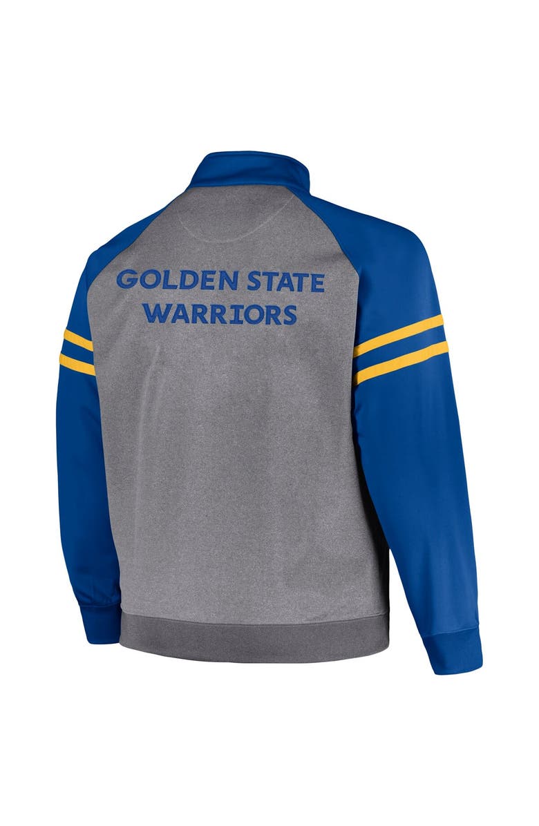FANATICS Men's Fanatics Branded Royal/Heather Gray Golden State Warriors Big & Tall Pieced Stripe Raglan Full-Zip Track Jacket, Alternate, color, Royal